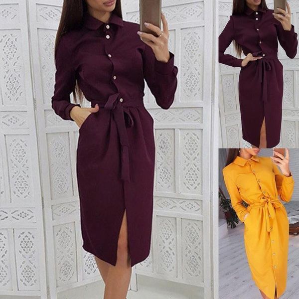 women dress polyester long sleeve turn down collar belt single-breasted shirt dress women's clothing streetwear 20211, Black;gray
women dress polyester long sleeve turn down collar belt single-breasted shirt dress women's clothing streetwear 20211, Black;gray
