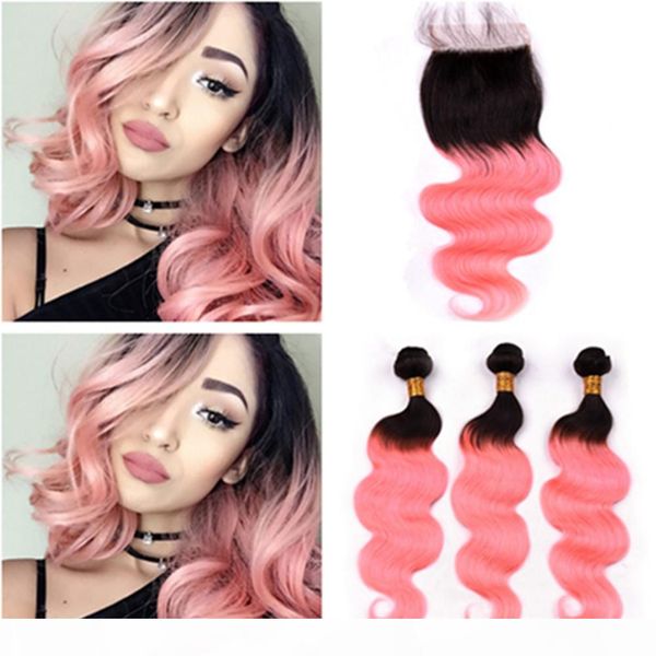 #1b pink ombre body wave indian human hair 3bundles and closure ombre rose gold wavy weave wefts black roots with 4x4 lace closure, Black;brown
#1b pink ombre body wave indian human hair 3bundles and closure ombre rose gold wavy weave wefts black roots with 4x4 lace closure, Black;brown