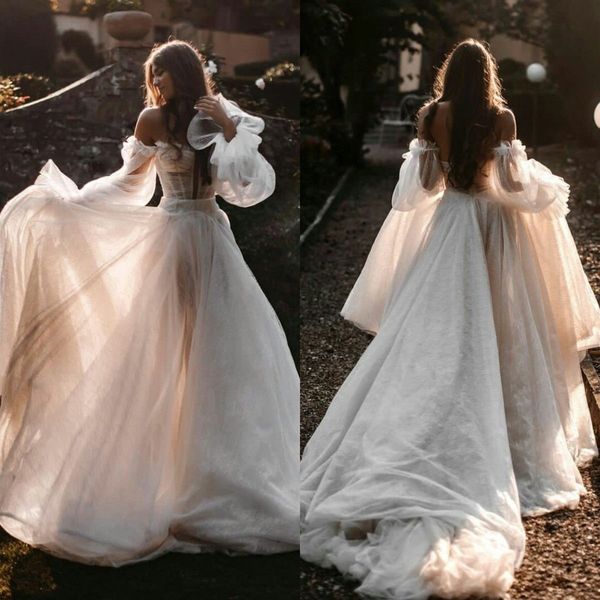 new berta bohemian wedding dresses long sleeves lace appliqued tulle a line beach wedding dress custom made vestidos de novia, White
new berta bohemian wedding dresses long sleeves lace appliqued tulle a line beach wedding dress custom made vestidos de novia, White