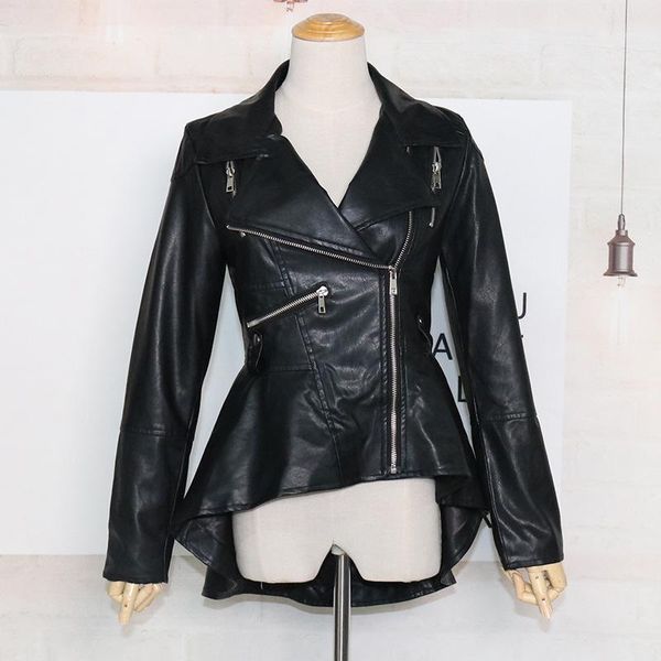 and american locomotive style 2020 spring loose zipper ruffle irregular pu leather coat leather fashion women1, Black
and american locomotive style 2020 spring loose zipper ruffle irregular pu leather coat leather fashion women1, Black