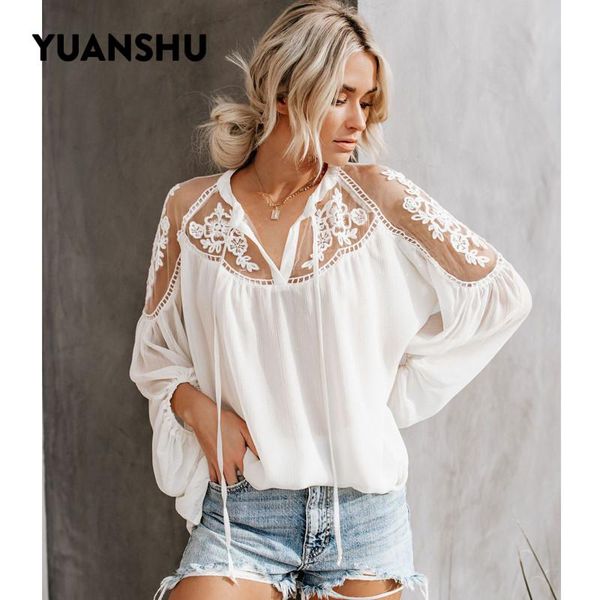 yuanshu women chiffon shirts summer lace shirt white shirts long sleeve solid color female loose streetwear clothing
yuanshu women chiffon shirts summer lace shirt white shirts long sleeve solid color female loose streetwear clothing