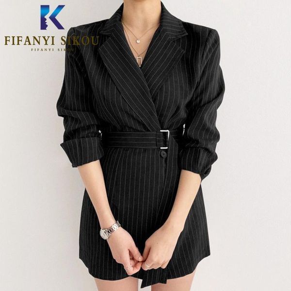 black striped women blazer dress fashion lapel long sleeve high waist mini dress elegant office lady party 2020 autumn new1, Black;gray
black striped women blazer dress fashion lapel long sleeve high waist mini dress elegant office lady party 2020 autumn new1, Black;gray
