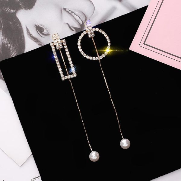 classic crystal round women dangle earrings fashion geometry round asymmetric long tasseled bohemian earrings, Silver
classic crystal round women dangle earrings fashion geometry round asymmetric long tasseled bohemian earrings, Silver