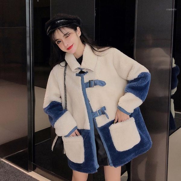 women winter fluffy coats 2021 new faux labm fur short jacket korean loose warm thick contrast color faux fur coat buckle button1, Black
women winter fluffy coats 2021 new faux labm fur short jacket korean loose warm thick contrast color faux fur coat buckle button1, Black