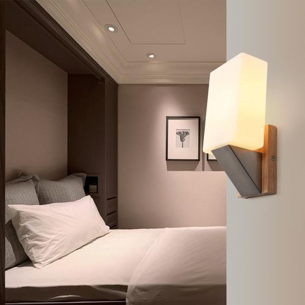 wall lamp modern simplicity japanese style bedside light solid wood metal plating glass lampshade living room / bedroom aisle e14
wall lamp modern simplicity japanese style bedside light solid wood metal plating glass lampshade living room / bedroom aisle e14