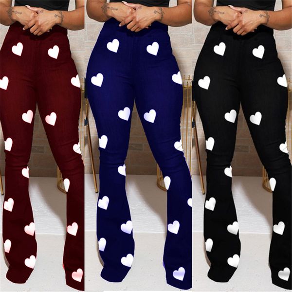 heart printed womens flare pants high waist stretch slim womens trousers casual solid color ladies capris, Black;white
heart printed womens flare pants high waist stretch slim womens trousers casual solid color ladies capris, Black;white