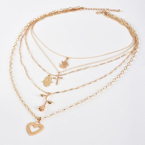 cross fashionraygmultilayered pendant leaf heart rose bohemian flower for women gold color necklace jewelry gifts1nmg 
cross fashionraygmultilayered pendant leaf heart rose bohemian flower for women gold color necklace jewelry gifts1nmg