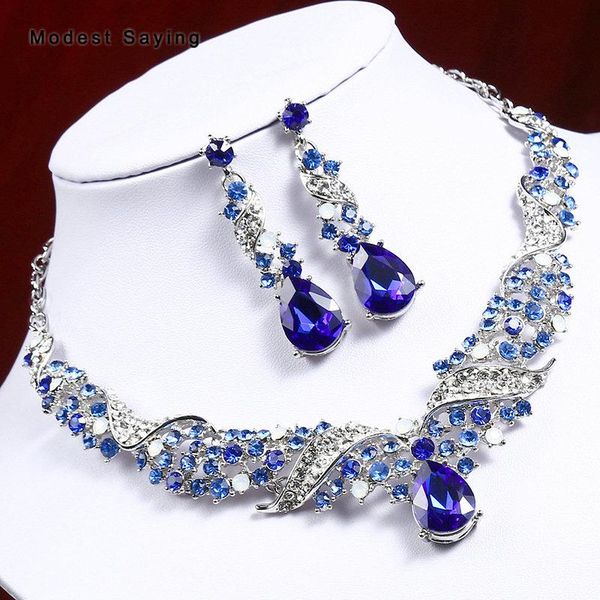 elegant royal blue shiny bridal jewelry sets 2021 with rhinestone red wedding necklaces and stud earrings wedding accessories, Silver
elegant royal blue shiny bridal jewelry sets 2021 with rhinestone red wedding necklaces and stud earrings wedding accessories, Silver