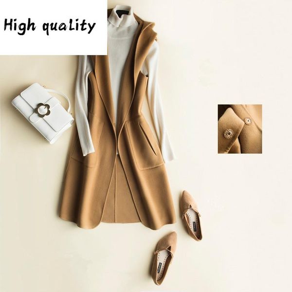 vest women's fashion hooded wool coat female spring autumn jackets long waistcoat for women chalecos para mujer cs1722, Black;white
vest women's fashion hooded wool coat female spring autumn jackets long waistcoat for women chalecos para mujer cs1722, Black;white
