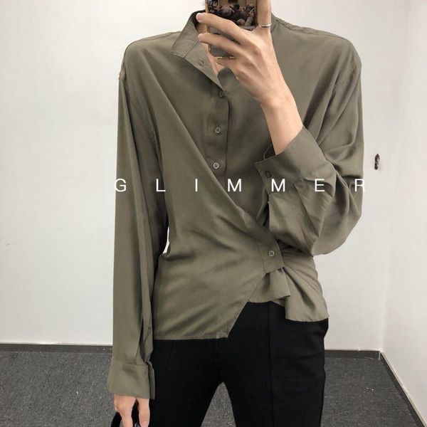 2021 autumn korean style new buckle small design short solid full stand blouse women, White
2021 autumn korean style new buckle small design short solid full stand blouse women, White