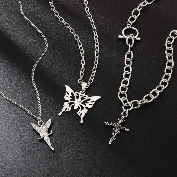 chains kpop gothic harajuku multi-layer angel cross rose butterfly pendant necklace for egirl women men punk aesthetic jewelry, Silver
chains kpop gothic harajuku multi-layer angel cross rose butterfly pendant necklace for egirl women men punk aesthetic jewelry, Silver