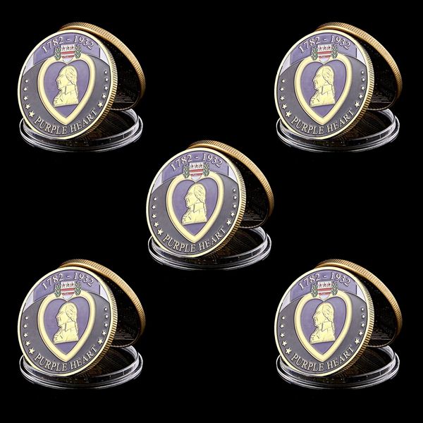5pcs usa 1782-1932 purple heart reward superior military craft soldier medal gold plated challenge coin art collectible lot
5pcs usa 1782-1932 purple heart reward superior military craft soldier medal gold plated challenge coin art collectible lot