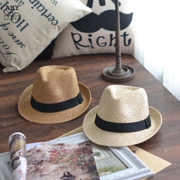 hair accessories 2021 casual summer baby boy girl straw hat fashion lady men sun hats boater wheat panama parent-child beach caps, Slivery;white