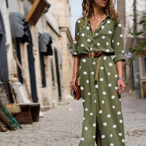 dress women summer dot print long sleeve deep v neck front button long party beach dresses robe femme yl10, Black;gray
dress women summer dot print long sleeve deep v neck front button long party beach dresses robe femme yl10, Black;gray