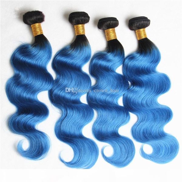 new product dark root 1b blue human hair bundles 4pcs lot 2 tone ombre color brazilian body wave hair extensions, Black
new product dark root 1b blue human hair bundles 4pcs lot 2 tone ombre color brazilian body wave hair extensions, Black