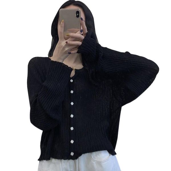 women's jackets summer women clothes 2021 korean solid v-neck casual single breasted button up knitted sunscreen long-sleeved cardigan, Black;brown
women's jackets summer women clothes 2021 korean solid v-neck casual single breasted button up knitted sunscreen long-sleeved cardigan, Black;brown