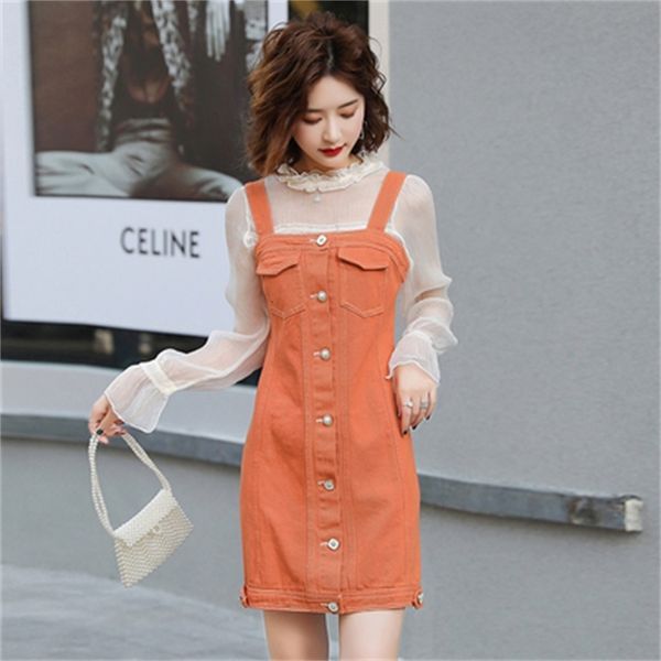 denim woman's two pieces summer dress belt dressed as a casual fiesta of women's femme djfo, White
denim woman's two pieces summer dress belt dressed as a casual fiesta of women's femme djfo, White