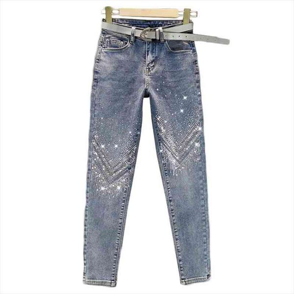 spring autumn heavy industry rhinestone skinny jeans women elastic high waist nine points pants womens denim overalls, Blue
spring autumn heavy industry rhinestone skinny jeans women elastic high waist nine points pants womens denim overalls, Blue