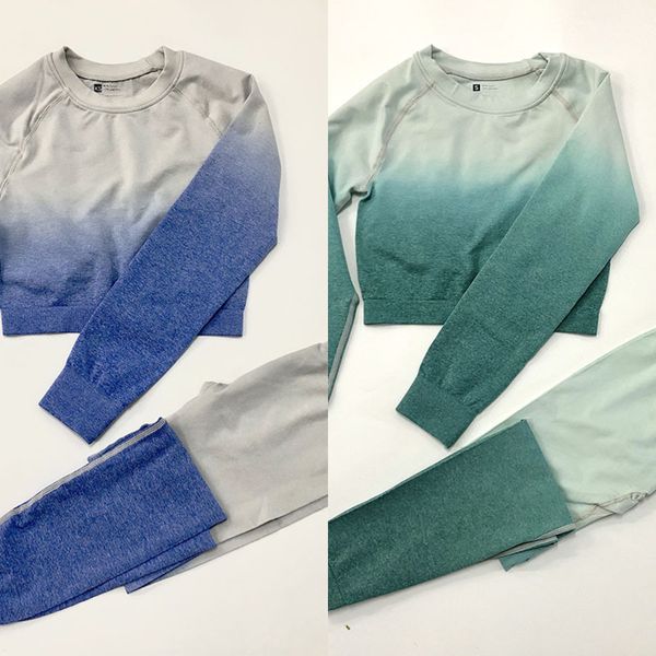 new adapt ombre seamless yoga sets long sleeve crop yoga shirt 2pcs workout gym suits high waist ombre leggings gym clothing c0123, Gray
new adapt ombre seamless yoga sets long sleeve crop yoga shirt 2pcs workout gym suits high waist ombre leggings gym clothing c0123, Gray