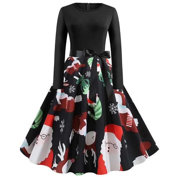 women ladies vintage printing long sleeve high waist round neck a-line pleated dress christmas party dresses, Black;gray
women ladies vintage printing long sleeve high waist round neck a-line pleated dress christmas party dresses, Black;gray