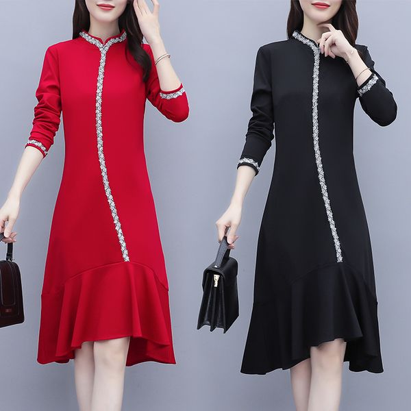 womens plus size dressed long sleeve black autumn red party casual thin ladies work wear dress znvu, Black;gray
womens plus size dressed long sleeve black autumn red party casual thin ladies work wear dress znvu, Black;gray