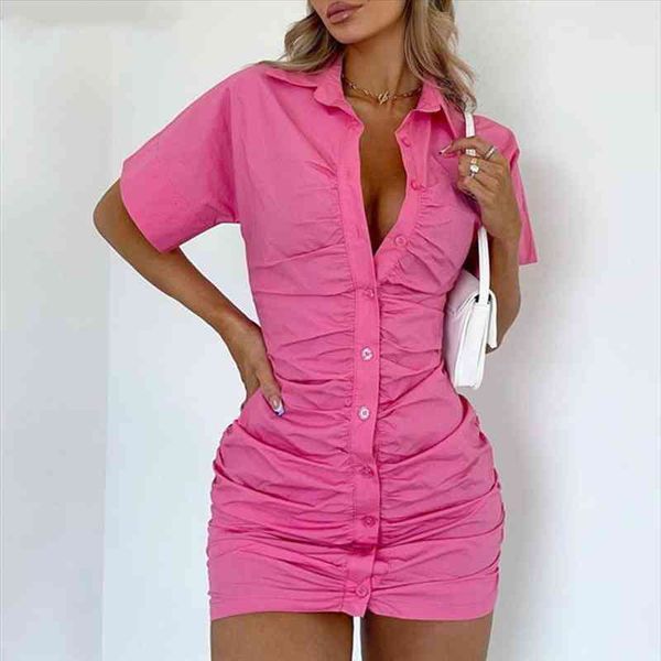 summer fashion stylish shirt mini vestidos ladies solid color short sleeve buttons up lapel women ruched bodycon dress s-xl, Black;gray
summer fashion stylish shirt mini vestidos ladies solid color short sleeve buttons up lapel women ruched bodycon dress s-xl, Black;gray