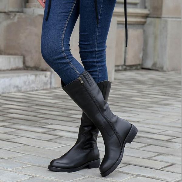 winter european and american fashion boots women's round toe side zipper rider boots tall and velvet boots, Black
winter european and american fashion boots women's round toe side zipper rider boots tall and velvet boots, Black