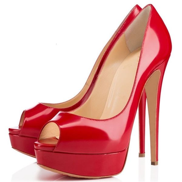 sole new red wedding super thin high heel 3.5cm platform peep toe women genuine patent leather pumps nightclub shoes c020a, Black
sole new red wedding super thin high heel 3.5cm platform peep toe women genuine patent leather pumps nightclub shoes c020a, Black