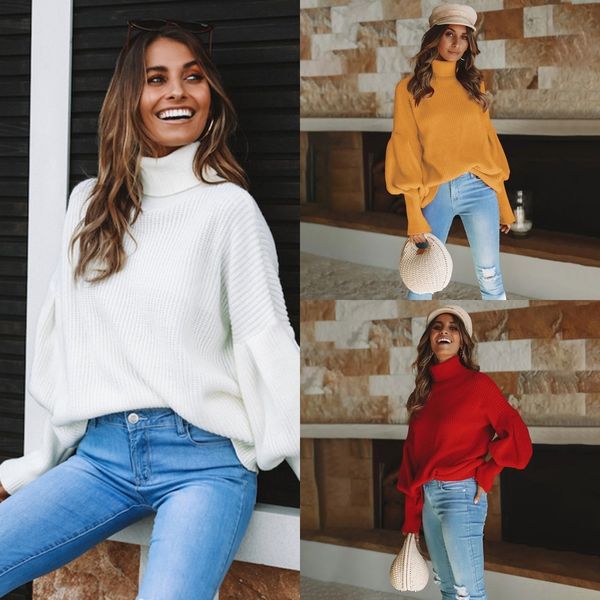 ea51x new four sweater lantern lanterncolor high collar lantern style of sweater sleeve for women's wear in spring and summer new 2019, White;black
ea51x new four sweater lantern lanterncolor high collar lantern style of sweater sleeve for women's wear in spring and summer new 2019, White;black