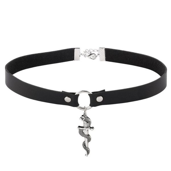 new fashion snake pendants wrapped around the sword choker necklaces for women new animal birthday bijoux leather gift, Golden;silver
new fashion snake pendants wrapped around the sword choker necklaces for women new animal birthday bijoux leather gift, Golden;silver