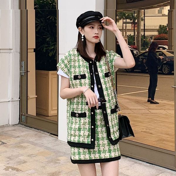 ricorit women tweed two piece set women slim plaid skirt set single-breasted short sleeve jacket coat mini skirts suit set t200702, White
ricorit women tweed two piece set women slim plaid skirt set single-breasted short sleeve jacket coat mini skirts suit set t200702, White