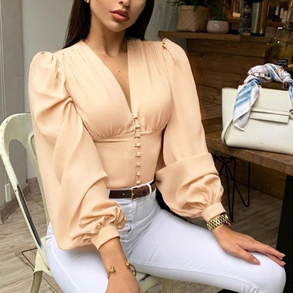 ladies blouse lantern sleeve 2020 summer v neck crop fashion elegant shirts women button blouses long sleeves clothing, White
ladies blouse lantern sleeve 2020 summer v neck crop fashion elegant shirts women button blouses long sleeves clothing, White
