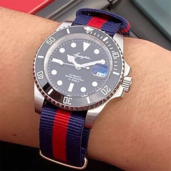40mm men's automatic watch sapphire mechanical stainless steel case waterproof watch ceramic ring luminous clock canvas strap, Slivery;brown
40mm men's automatic watch sapphire mechanical stainless steel case waterproof watch ceramic ring luminous clock canvas strap, Slivery;brown