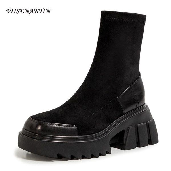 winter new british suede sleeve stretch all-match thick high-heel casual black boots leather velvet jagged chunky sole shoes
winter new british suede sleeve stretch all-match thick high-heel casual black boots leather velvet jagged chunky sole shoes
