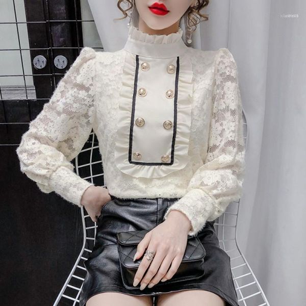 spring autumn winter fashion elegant women slim stand collar double breasted buttons lace hollow out long sleeve shirt11, White
spring autumn winter fashion elegant women slim stand collar double breasted buttons lace hollow out long sleeve shirt11, White