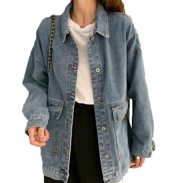 bf harajuku jacket women casual lapel long sleeve black jacket spring autumn woman vintage loose single breasted blue denim coat, Black;brown
bf harajuku jacket women casual lapel long sleeve black jacket spring autumn woman vintage loose single breasted blue denim coat, Black;brown