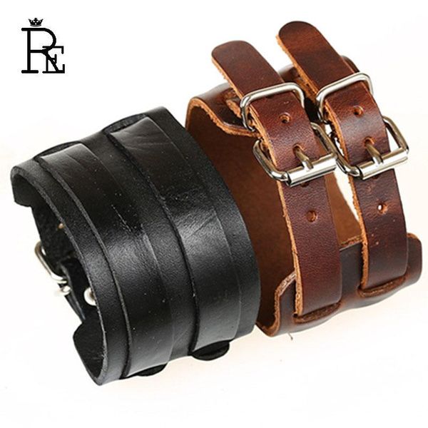 re new 2020 vintage black brown blue genuine cowhide wide cuff leather bracelet for men jewelry cool punk rock bracelets bangles
re new 2020 vintage black brown blue genuine cowhide wide cuff leather bracelet for men jewelry cool punk rock bracelets bangles