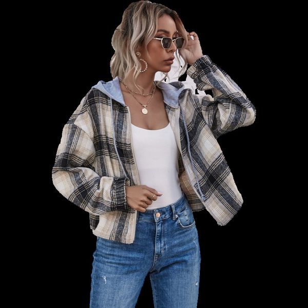 2021 new womens fashion cropped plaid drawstring hoodie girl style chic short hooded jackets outerwear tmt7, Black;brown
2021 new womens fashion cropped plaid drawstring hoodie girl style chic short hooded jackets outerwear tmt7, Black;brown