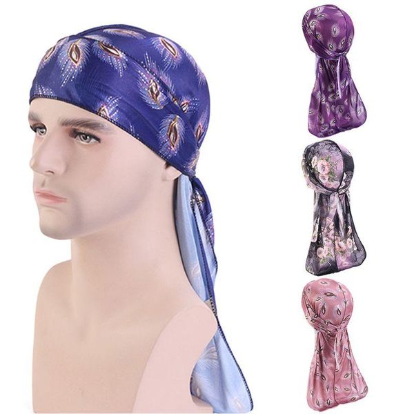 imitation silk durag pirate cap vintage floral peacock feahter waves bandana turban hat long tail shiny headwrap
imitation silk durag pirate cap vintage floral peacock feahter waves bandana turban hat long tail shiny headwrap