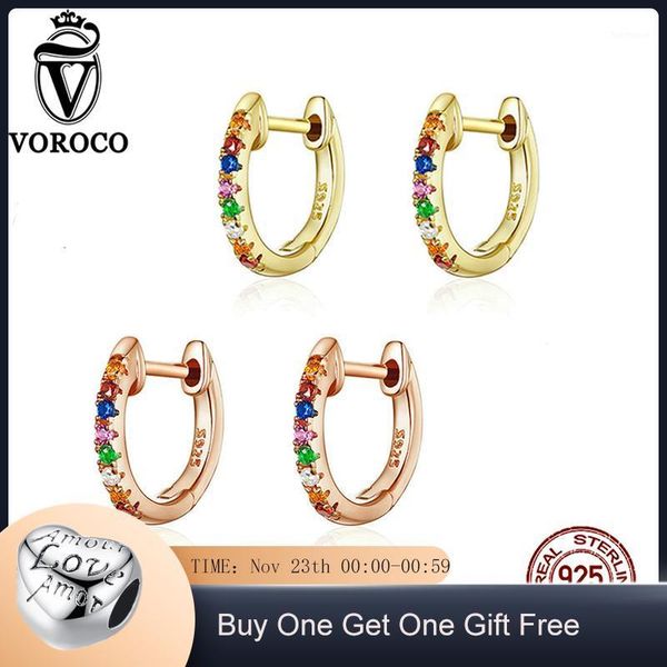 voroco genuine 925 sterling silver hoop earrings colorful rainbow earrings round circle tiny minimalist fine jewelry bke7211, Golden;silver
voroco genuine 925 sterling silver hoop earrings colorful rainbow earrings round circle tiny minimalist fine jewelry bke7211, Golden;silver