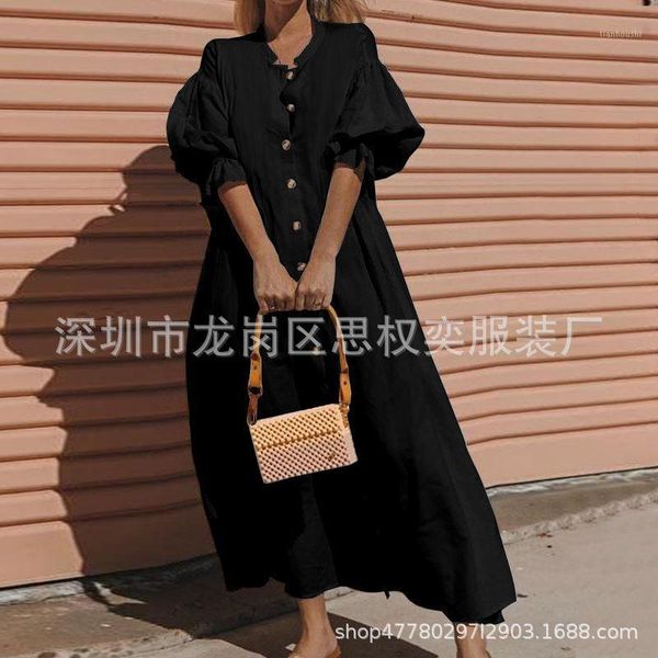 casual solid summer bohemian beach dress middle sleeve lantern sleeve maxi women party dresses long button vestidos verano 20201, White;black
casual solid summer bohemian beach dress middle sleeve lantern sleeve maxi women party dresses long button vestidos verano 20201, White;black