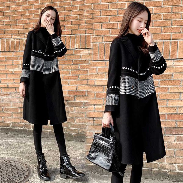 black tweed women's middle long autumn / winter 2020 new korean thousand bird pattern stitching hepburn woollen coat women
black tweed women's middle long autumn / winter 2020 new korean thousand bird pattern stitching hepburn woollen coat women
