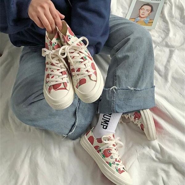 strawberry print women canvas shoes flats women lace-up casual shoes 1020, Black;white
strawberry print women canvas shoes flats women lace-up casual shoes 1020, Black;white