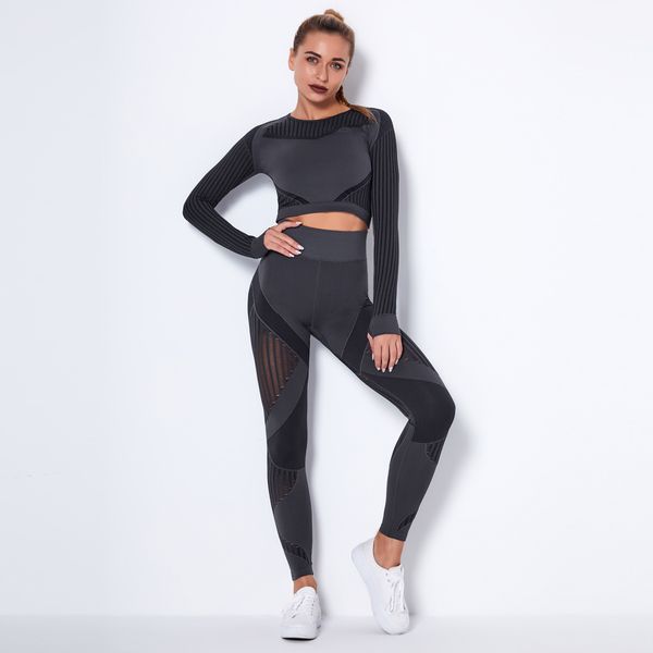 womens gym set 2 piece long sleeve crop seamless leggings yoga sets women gym clothes sportswear workout set sports suit c0122, Black;white
womens gym set 2 piece long sleeve crop seamless leggings yoga sets women gym clothes sportswear workout set sports suit c0122, Black;white