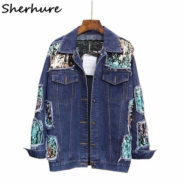 sequins beading turn down collar autumn women jacket coat long sleeve women denim coat casaco feminino autumn women coat t200319, Black;brown
sequins beading turn down collar autumn women jacket coat long sleeve women denim coat casaco feminino autumn women coat t200319, Black;brown