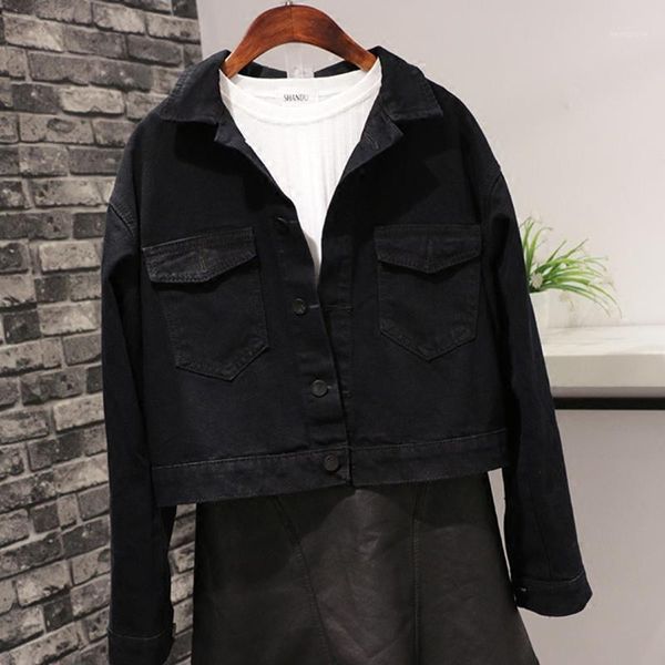 spring autumn short black denim jacket women long sleeve denim coat big size loose chaquetas mujer harajuku bomber jeans jacket1, Black;brown
spring autumn short black denim jacket women long sleeve denim coat big size loose chaquetas mujer harajuku bomber jeans jacket1, Black;brown