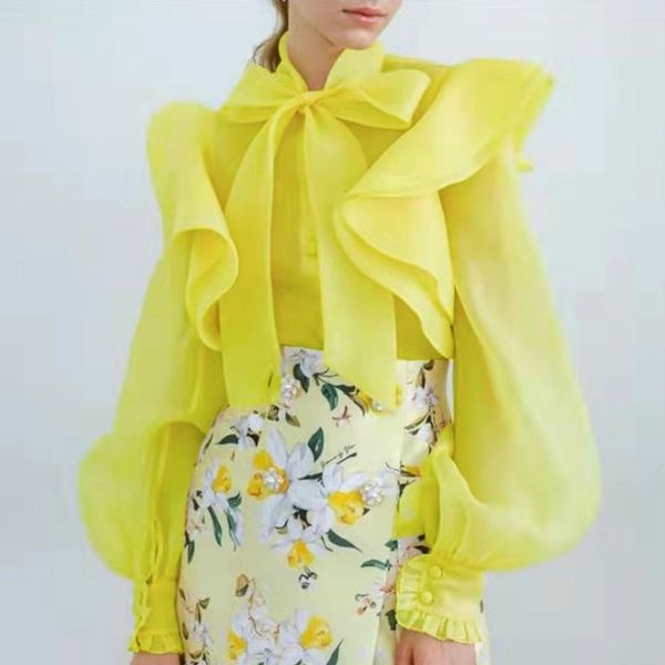blouses shirts ruffles bowtie thin see through transparent with buttons long sleeves sheer bluas women spring summer new y200622, White
blouses shirts ruffles bowtie thin see through transparent with buttons long sleeves sheer bluas women spring summer new y200622, White