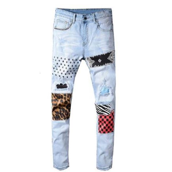 2021 new large size 28-40 fashion streetwear patchwork designer printed men punk pants slim fit hip hop ripped jeans male l8fa, Blue
2021 new large size 28-40 fashion streetwear patchwork designer printed men punk pants slim fit hip hop ripped jeans male l8fa, Blue