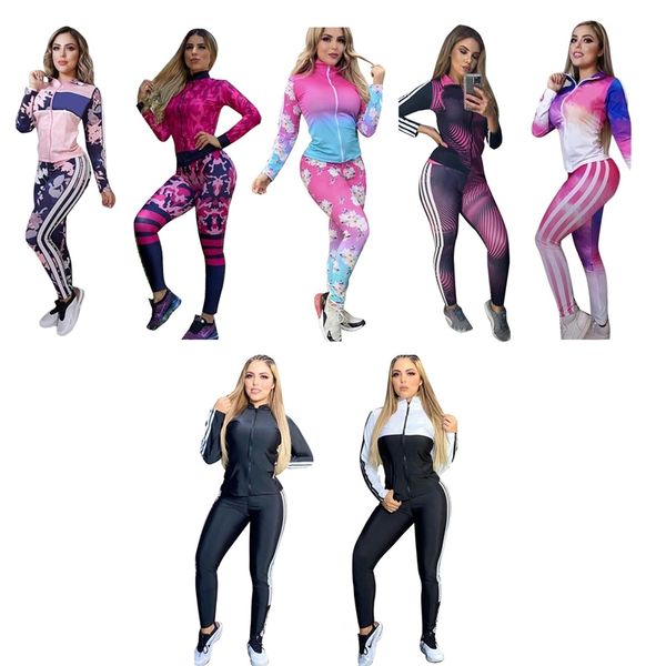 women designer tracksuits fashion flowers pattern with stripe outfits spring autumn jacket & leggings female 2 pieces sets, Gray 
women designer tracksuits fashion flowers pattern with stripe outfits spring autumn jacket & leggings female 2 pieces sets, Gray