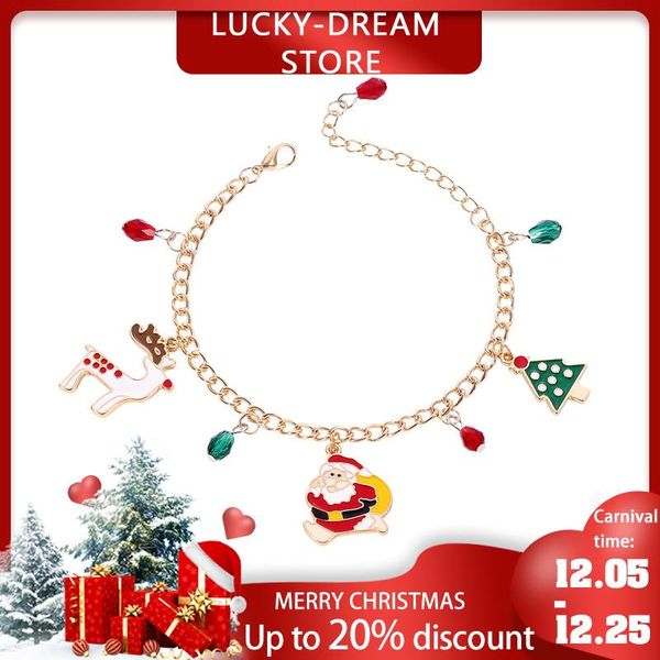 link, chain christmas special-enamel bracelet crystal santa claus elk tree female holiday gift romantic, Black
link, chain christmas special-enamel bracelet crystal santa claus elk tree female holiday gift romantic, Black